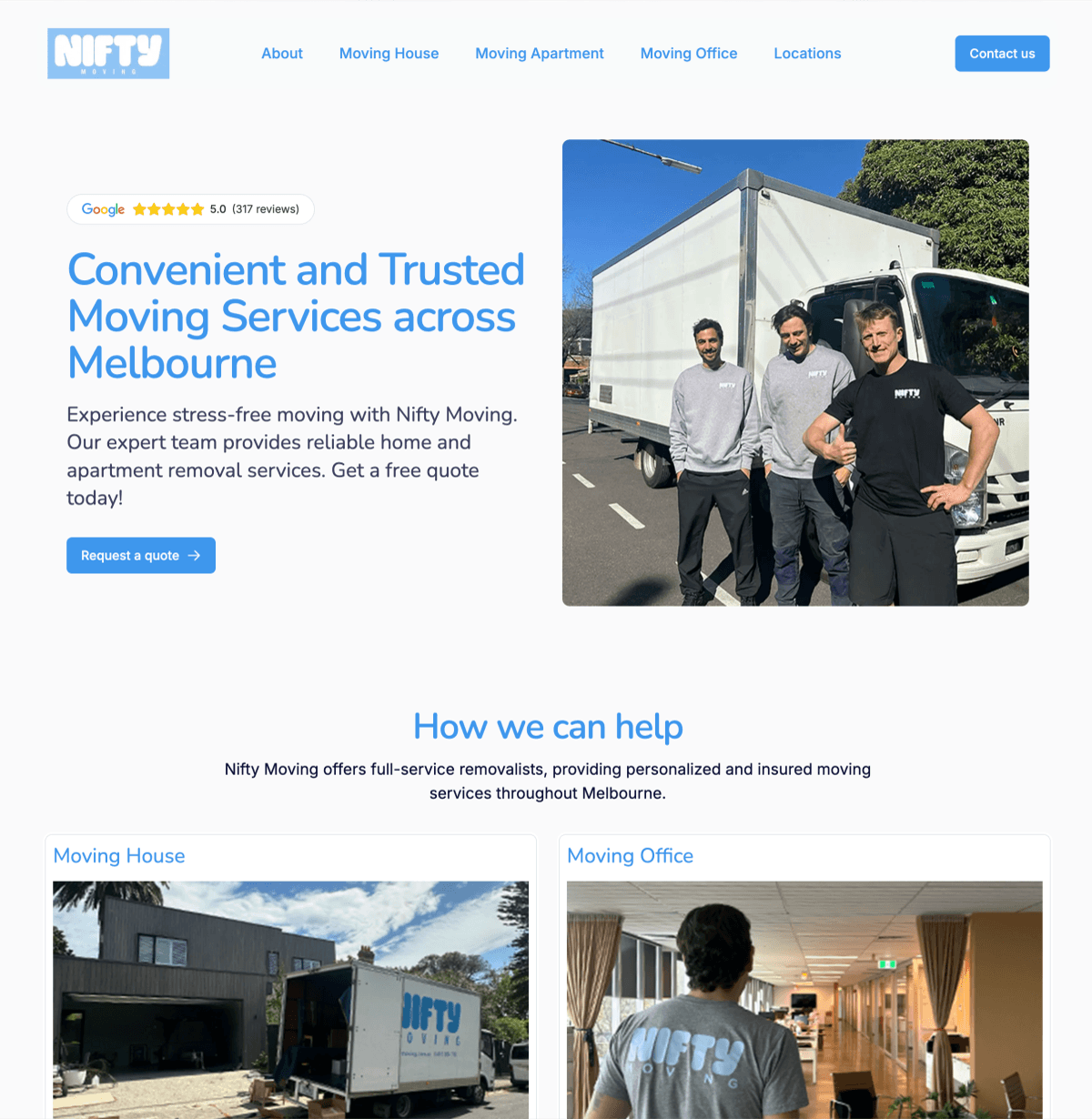 Nifty Moving website screenshot