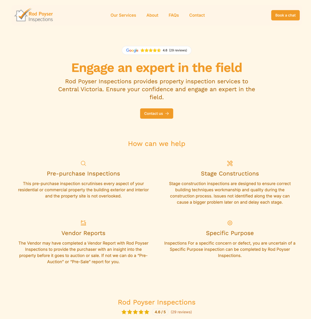 Rod Poyser Inspections website screenshot